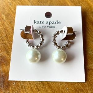 Kate Spade Silver Hoop and Pearl Earrings